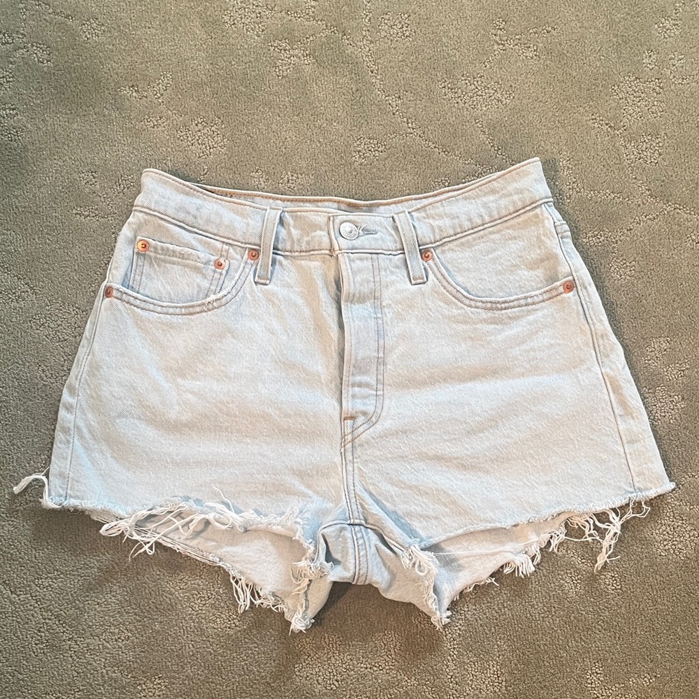 Levi's Light Blue High-Rise Denim Cutoff Shorts